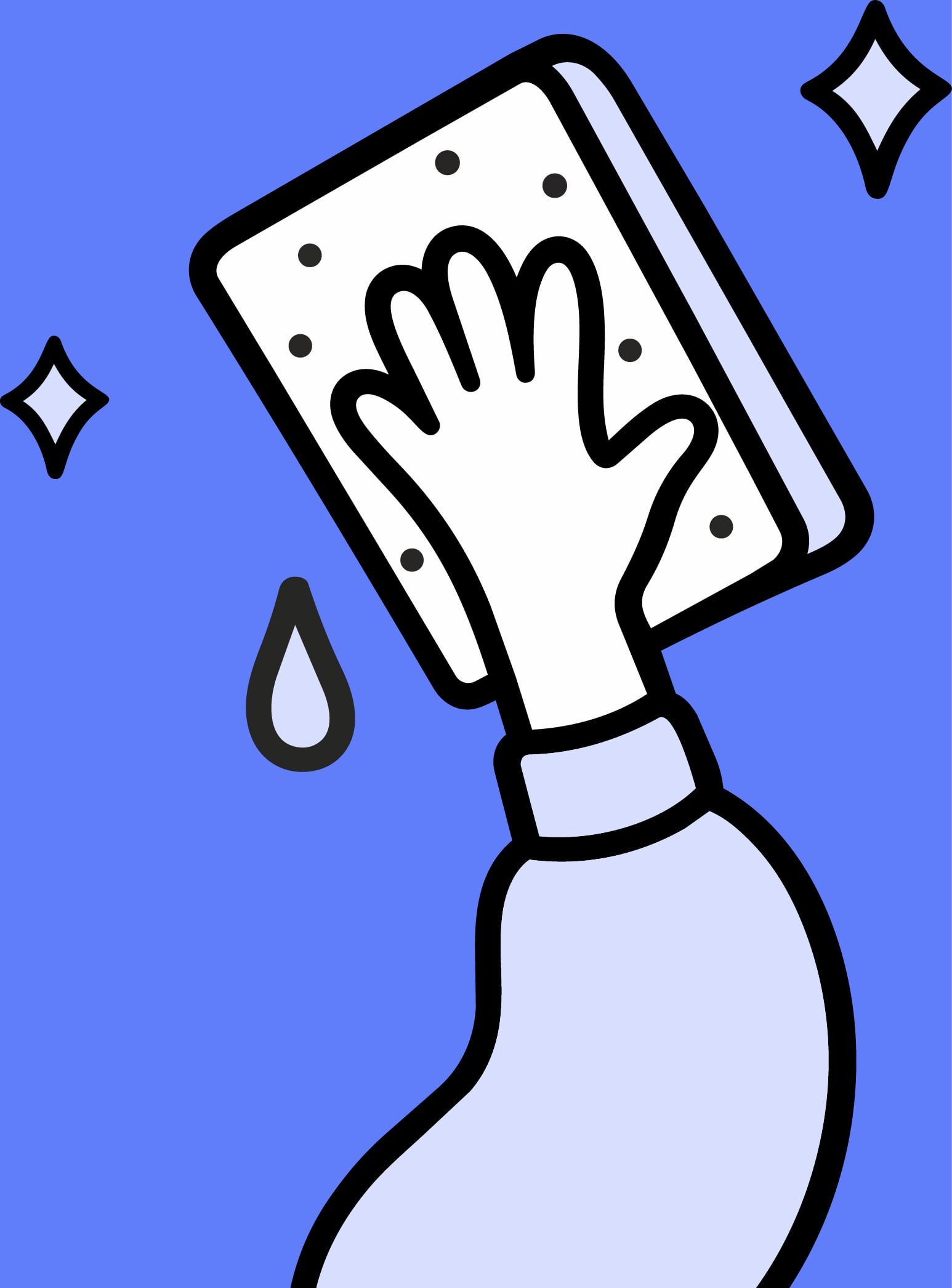 Hand wiping with a sponge